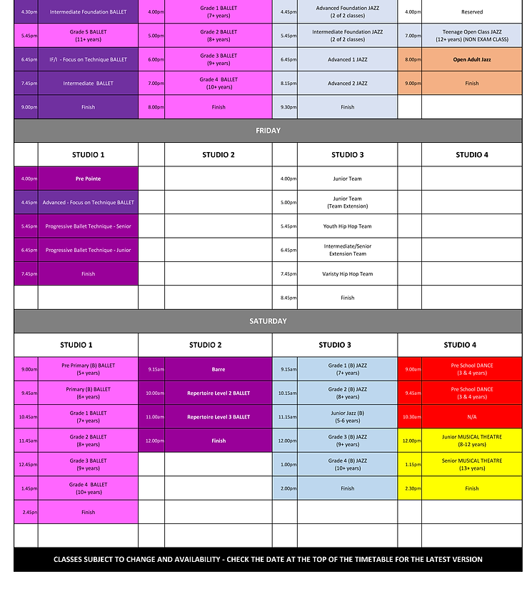 Timetable Auckland Academy Of Dance timetable-auckland-academy-of-dance